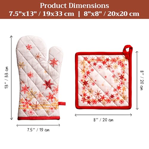 100% Cotton Oven Mitt & Pot Holder Set