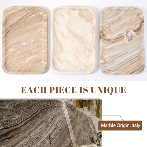 Marble Tray 12"x8" Natural Marble Vanity Tray for Countertop Bathroom Kitchen Dresser