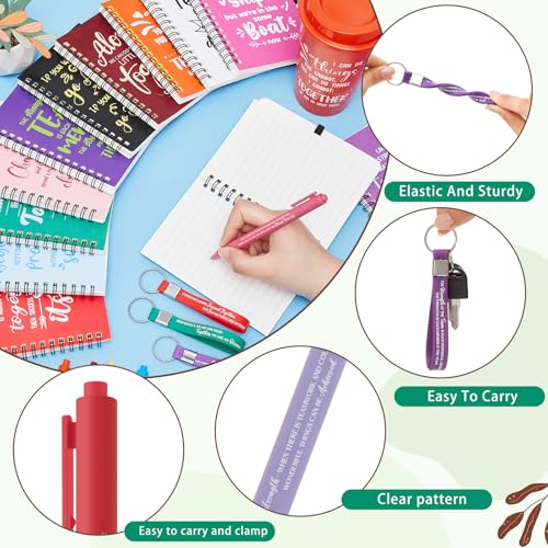 12 Set 48 Pcs Team Appreciation Gifts Bulk Team Thank You Gift Set 16 oz Coffee Cups Thank You Mini Spiral Notebooks Pens Keychains for Staff Teacher (48 Count)