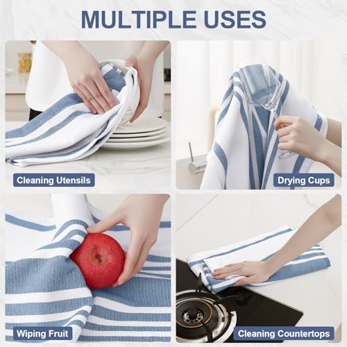 Premium Cotton Stripe Kitchen Towels 3 Pack (3 Count)