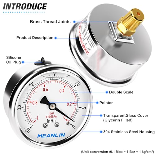 30inHG~0Psi Stainless Steel 1