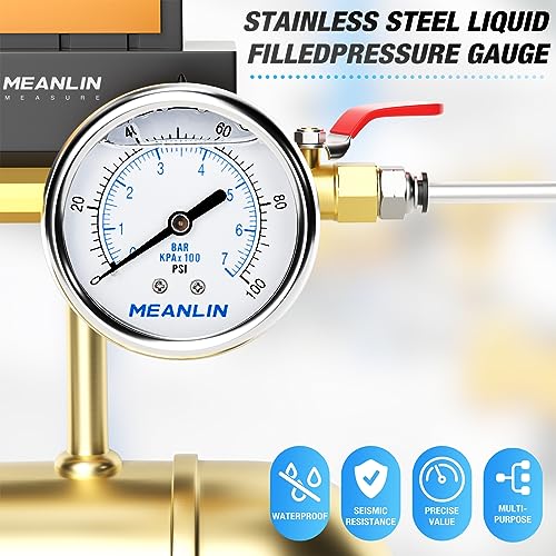 0~100Psi Liquid Filled Pressure Gauge Stainless Steel with 316 Stainless Steel Joint 1