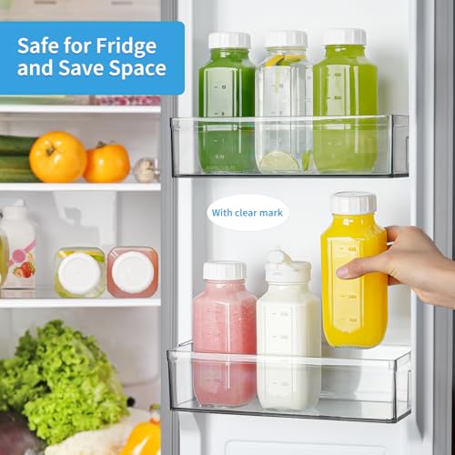 3 Pack 16 Oz Glass Juice Bottles with Lids & 2 Pour Spouts (3 Count)