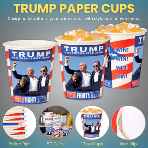 Trump Design Disposable Paper Coffee Cups (50 Count)