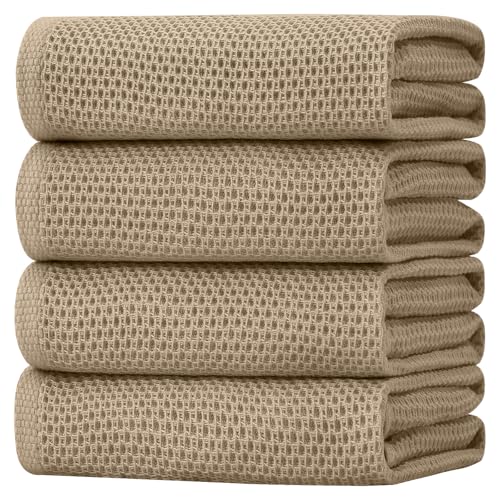100% Cotton Oversized Waffle Weave Kitchen Towels 4 (4 Count)