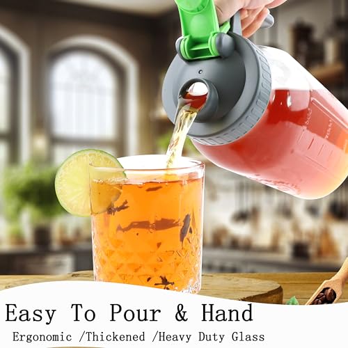 Cold Brew Mason Jar Iced Coffee Tea Maker 64 Oz Wide Mouth Glass Pitcher Half Gallon With 304 Stainless Steel Filter Food Grade Airtight & Leak
