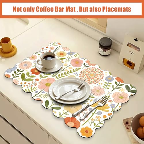 Scalloped Coffee Bar Mat for Countertop