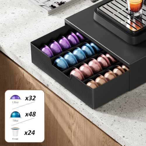 Coffee Pods Drawer Organizer Compatible with Nespresso Vertuo Pods & K