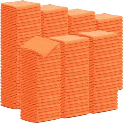100 Pack 12'' x 12'' Microfiber Cleaning Cloths Reusable Cleaning Rags Bulk Microfiber Towels Softer Highly Absorbent Washcloths for House Kitchen Car Window