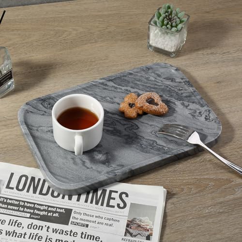Marble Tray 12"x8" Natural Marble Vanity Tray for Countertop Bathroom Kitchen Dresser