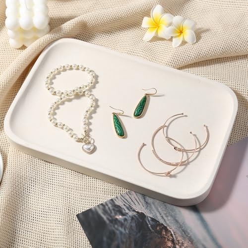 Marble Tray 12"x8" Natural Stone Vanity Tray for Countertop Bathroom Kitchen Dresser