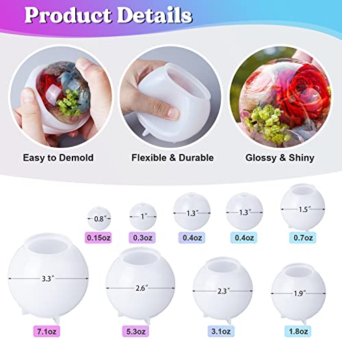 9 Pcs Sphere Silicone Molds for Resin