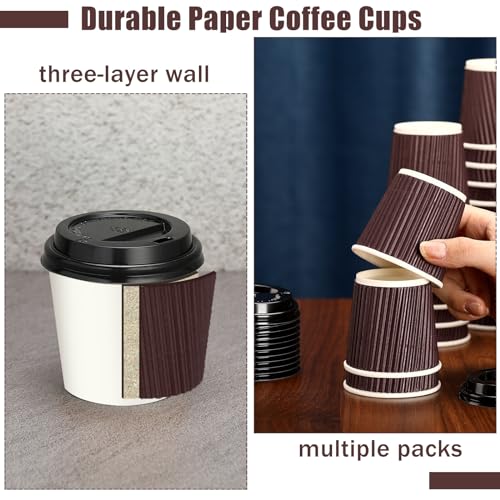 100 Set 4oz Disposable Espresso Coffee Cups with Lids (100 Count)
