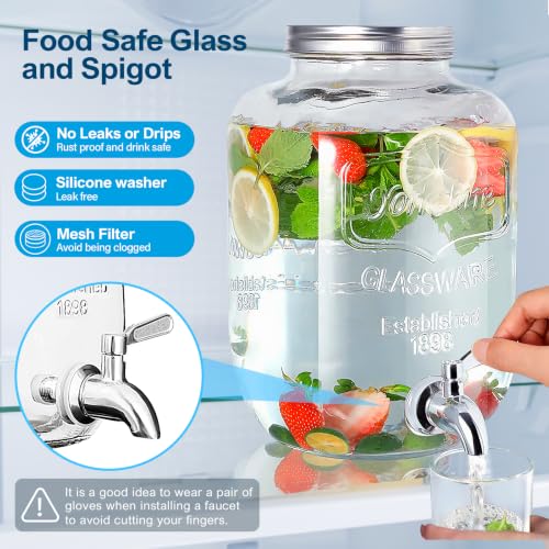 1 Gallon Glass Drinks Dispenser for Parties