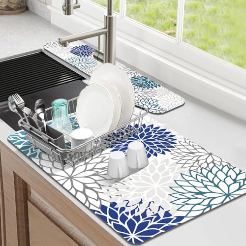 2PCS 16" x 24" Dish Drying Mat & 24" x 5.5" Sink Splash Guard