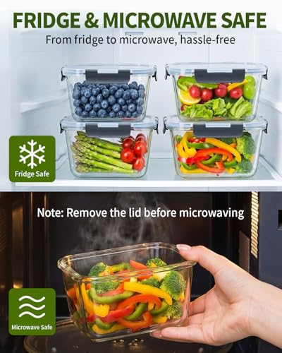 2 Pack 88oz 11 Cups Large Glass Storage Containers with Lids
