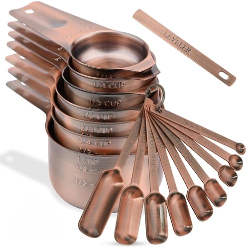 Copper Measuring Cups and Spoons Set 17