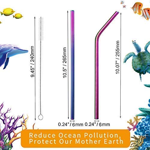 Rainbow Metal Straws (4 Count)