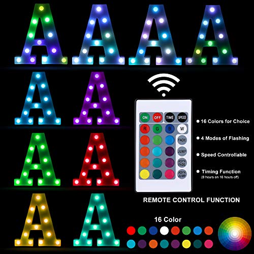 Colorful LED Letter Lights with Remote