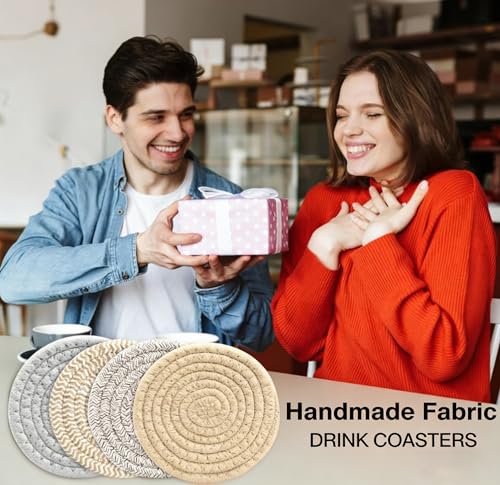 4.8 Inch Woven Drink Coasters Set of 4 (4 Count)