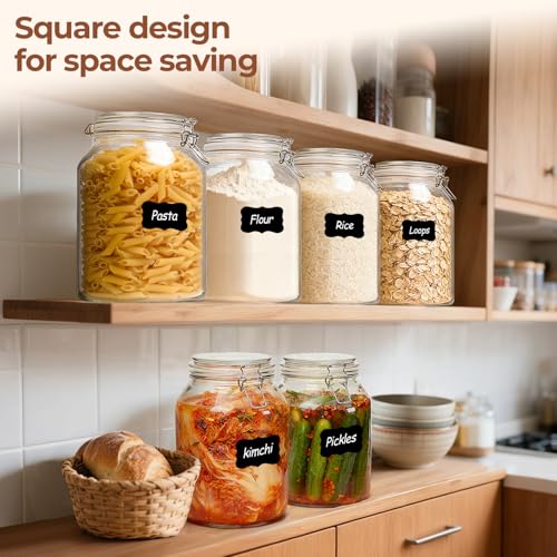 Large Glass Jars with Airtight Lids 1.1 Gallon 2 Pack Wide Mouth (2 Count)
