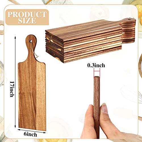 12 Packs Wooden Cutting Board Set with Handles Large Kitchen Serving Plain Chopping Board Bulk Gifts for Mom for Vegetables Meat Pizza Cheese Fruit Bread (12 Count)