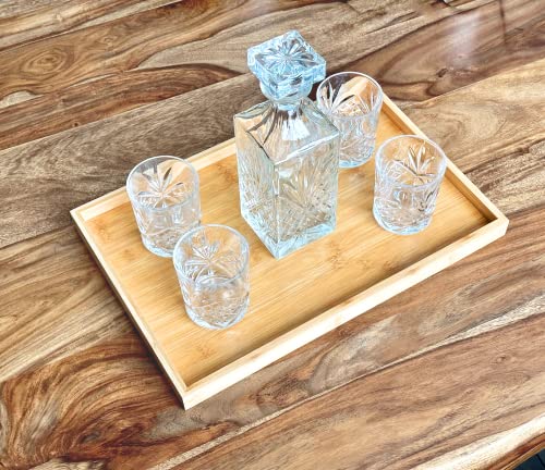 Natural Bamboo Serving Tray Platter 17.75 x 11.8 Rectangular
