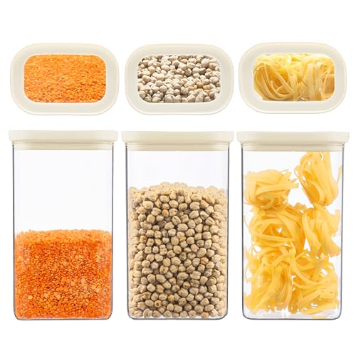 Glass Food Storage Jar with Glass Lid in Ractangle Shape (3 Count)