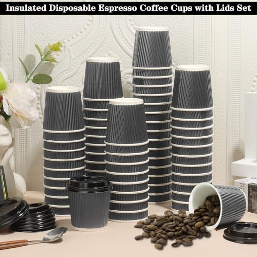 100 Pack 4oz Disposable Espresso Cups with Lids (100 Count)