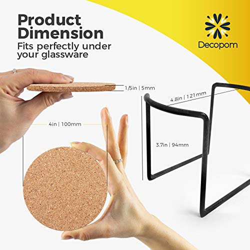 Cork Coasters for Drinks with Metal Holder (16 Count)
