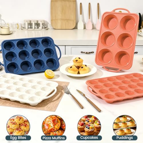 24 Cup Silicone Muffin Pan with Metal Reinforced Frame