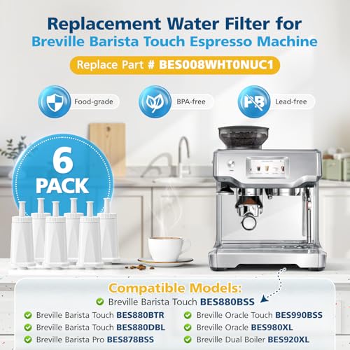 6 Pack Upgrade Water Filters Compatible with Breville BES880 Barista Touch (6 Count)