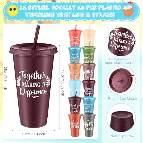 36 Pcs Employee Appreciation Gifts Bulk 24 oz Thank You Tumbler with Lid and Straw Mini Spiral Notebooks and Pens Appreciation Gifts for Team Employee Coworkers Teacher (36 Count)