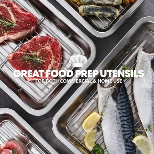 Stainless Steel Casserole Pan or Food Prep Container with Rack & Lid
