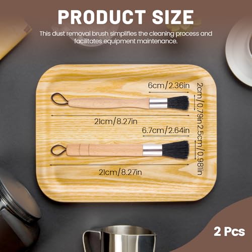2 Pieces Beige Coffee Grinder Cleaning Brush with Black Bristle