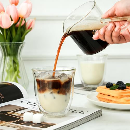 250ML 8.5OZ Espresso Glass Measuring Cup Triple Pitcher Milk Cup Espresso Cups with U