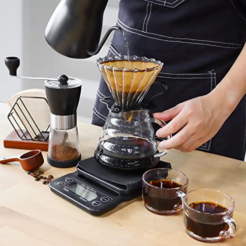 Pour Over Coffee Maker Set includes a manual grinder
