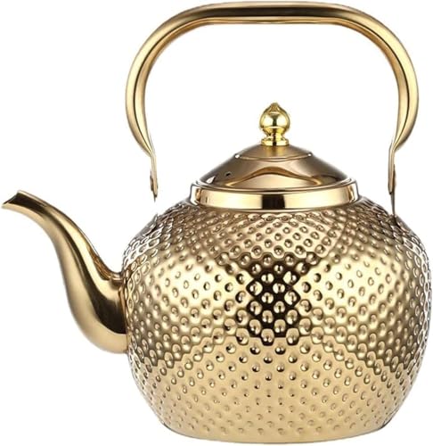 2000ml Teapot with Infuser Stainless Steel Lifting Handle Tea Maker Gold