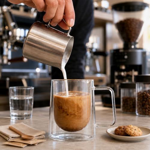 Glass Espresso Cups 12 Count 10 Ounces Borosilicate Double Wall Glass Coffee Mugs Insulated Clear Tea Drinkware for Hot or Cold Beverages