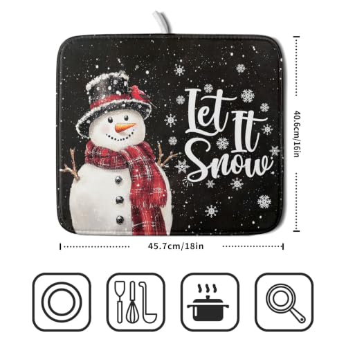 Winter Snowflakes Dish Drying Mat for Kitchen Counter
