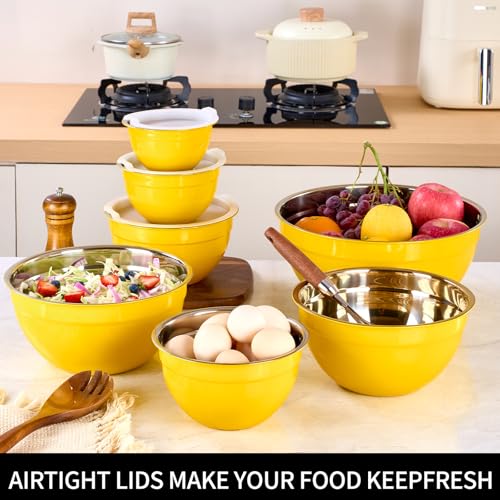 Yellow Mixing Bowls with Lids Set of 7