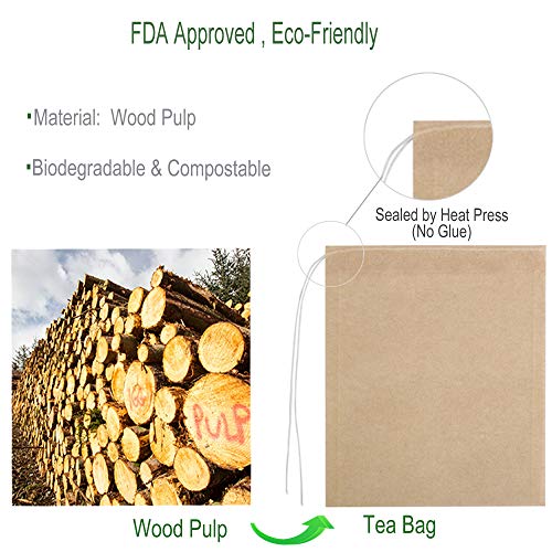 Eco Fil Disposable Tea Filter Bags for Loose Tea (100 Count)