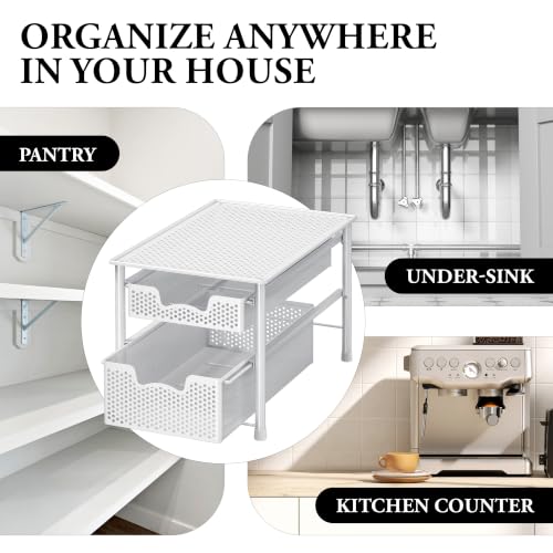 Stackable 2 Tier Sliding Basket Organizer Drawer