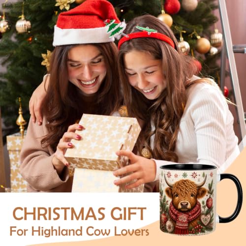 Nordic Christmas Highland Cow Coffee Mug