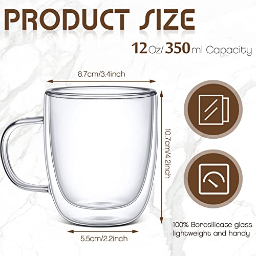 Espresso Cups Double Walled Espresso Shot Glass with Handle Cups Insulated Clear Small Shot Glasses for Cappuccino Latte Hot Beverage
