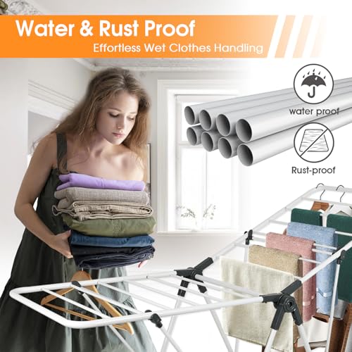 Clothes Drying Rack Foldable Metal Laundry Drying Rack White