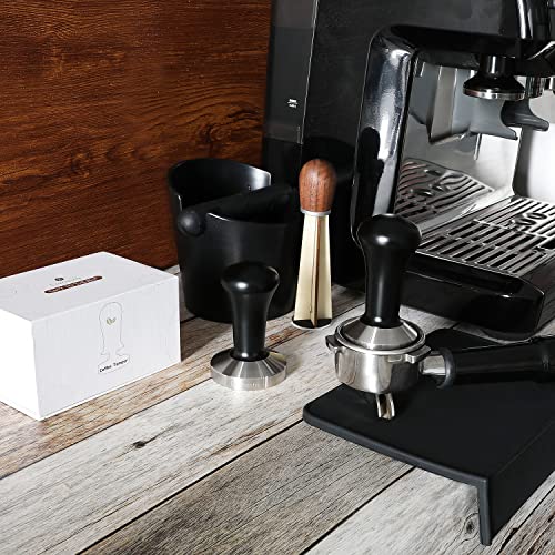 58mm Black Coffee Hand Tamper 304 Stainless Steel Base Professional Espresso Press for Portafilter Coffee Machine Barista Tool