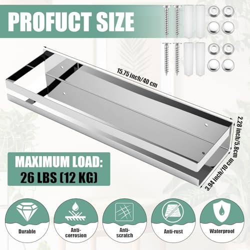 2 Pieces Stainless Steel Shelf Bathroom Shower Floating Shelves Wall Mounted Shower Caddy Basket Shelf Storage Organizer Shelves for Bathroom (2 Count)