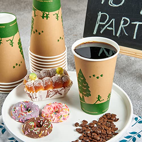 16 oz Compostable Paper Coffee Cups with PLA Lined