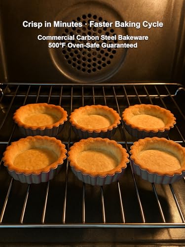4 Inch Mini Quiche Pans Gold 6 Pack. Egg Tart Molds w (6 Count)